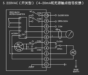 220VAC開關型<a href='http://m.mapboom.cn/Product/diefa/diandongdiefa/' target='_blank'>電動<a href='http://m.mapboom.cn/Product/diefa/' target='_blank'>蝶閥</a></a>接線圖